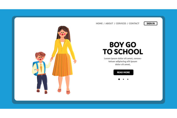 Boy Goes to School: Elementary Vector Art