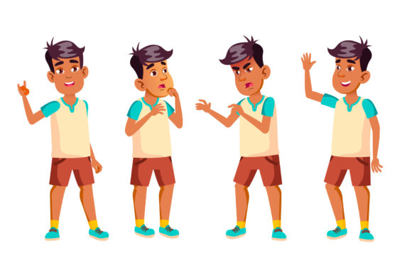 Choosing the Right Arab, Muslim Boy Schoolboy Kid Poses Set for Your Creative Projects