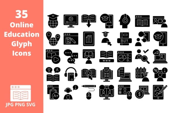 Education Icon Set 35 Glyph Icons: A Practical Review for Digital Designers