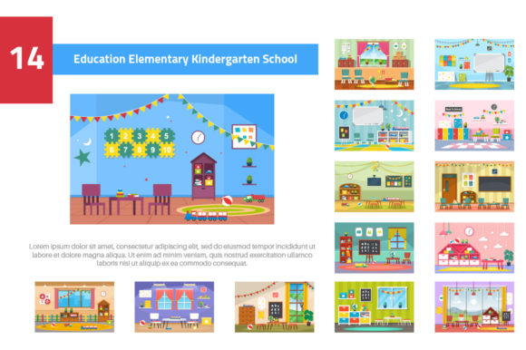 Enhancing Early Learning Visuals with 14 Education Elementary Kindergarten Design Assets
