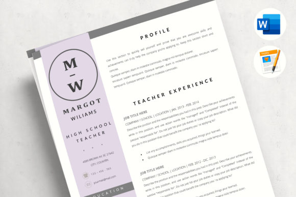 Modern Teacher CV & Cover Letter Template